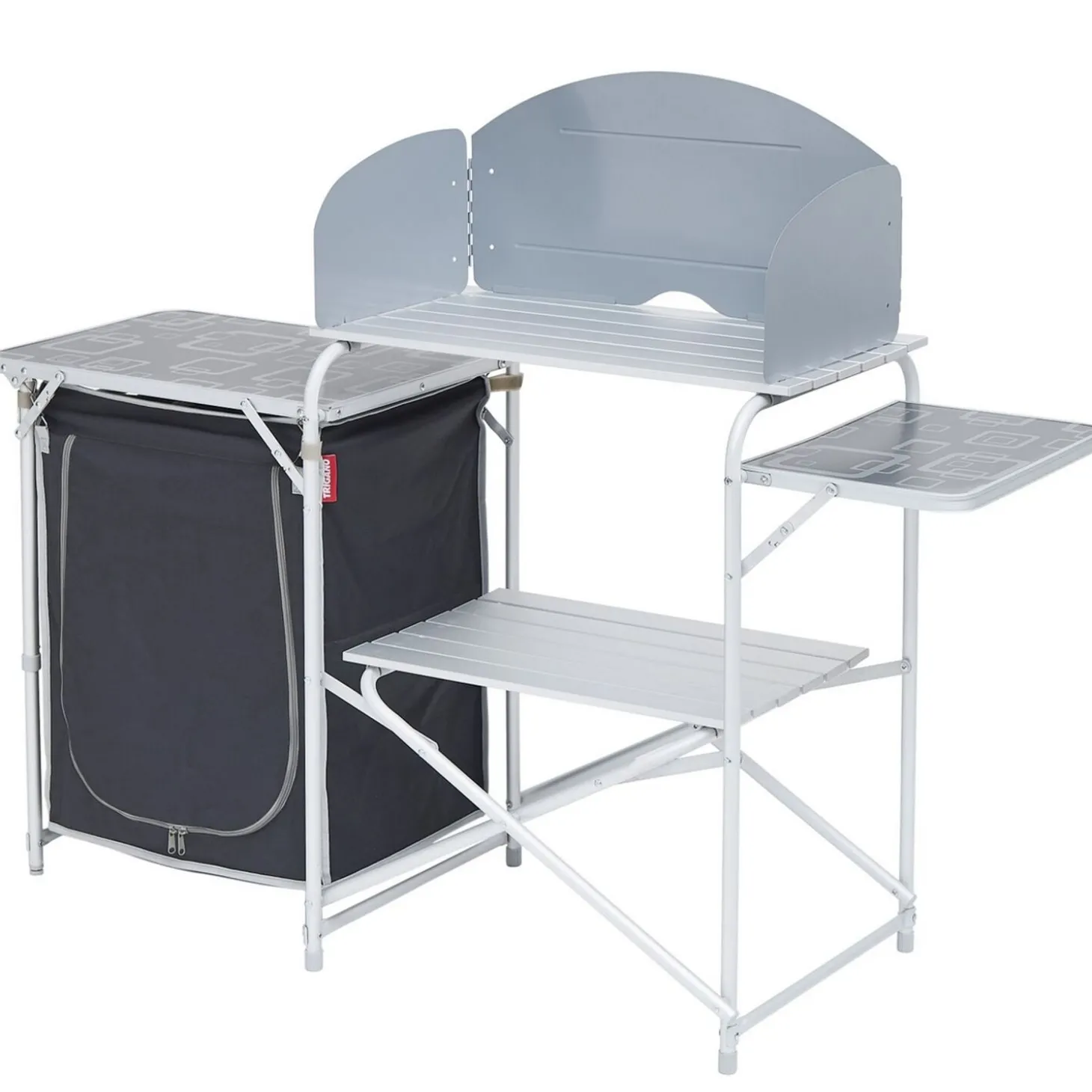 Trigano Meuble De Cuisine Avec Desserte Gris/Noir< Meuble Cuisine De Camping