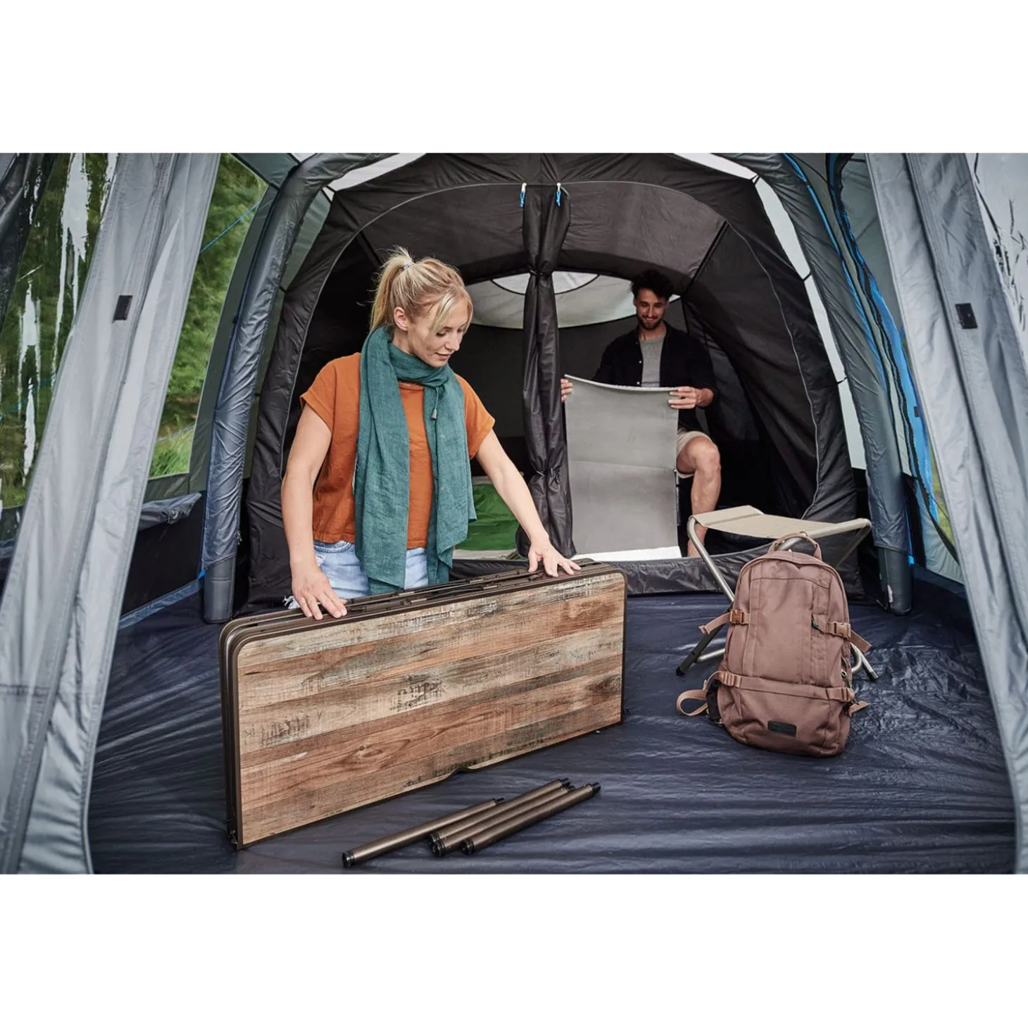 Trigano Table Camping Bois Flotte + 2 Bancs< Table De Camping